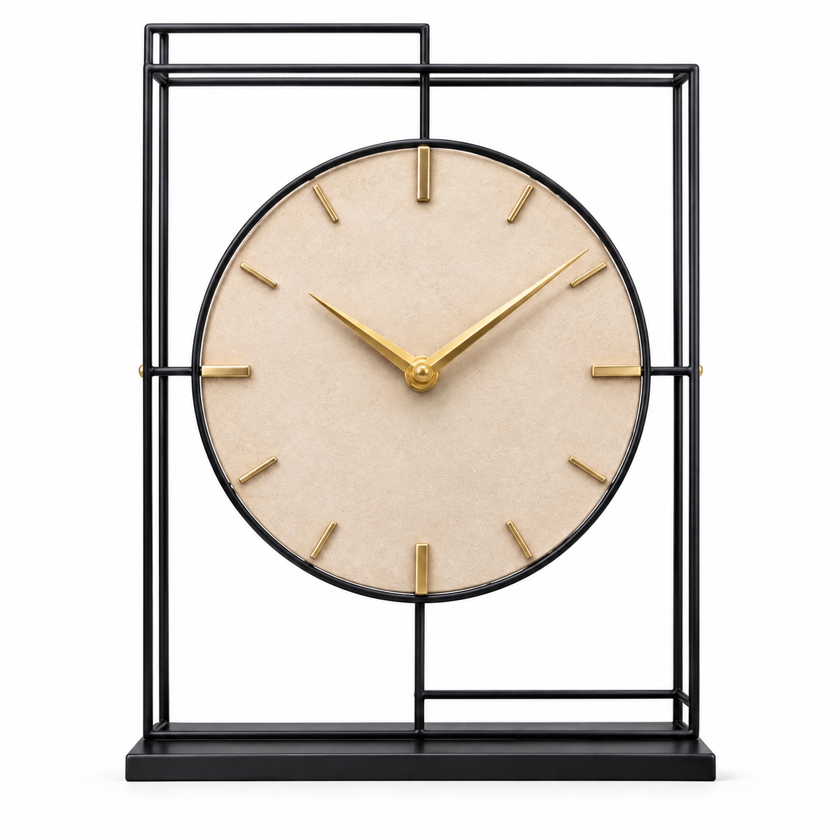 𝑽𝒆𝒙𝒒𝒖𝒓𝒊𝒍™ Black Frame Table Clock with Sand Dial