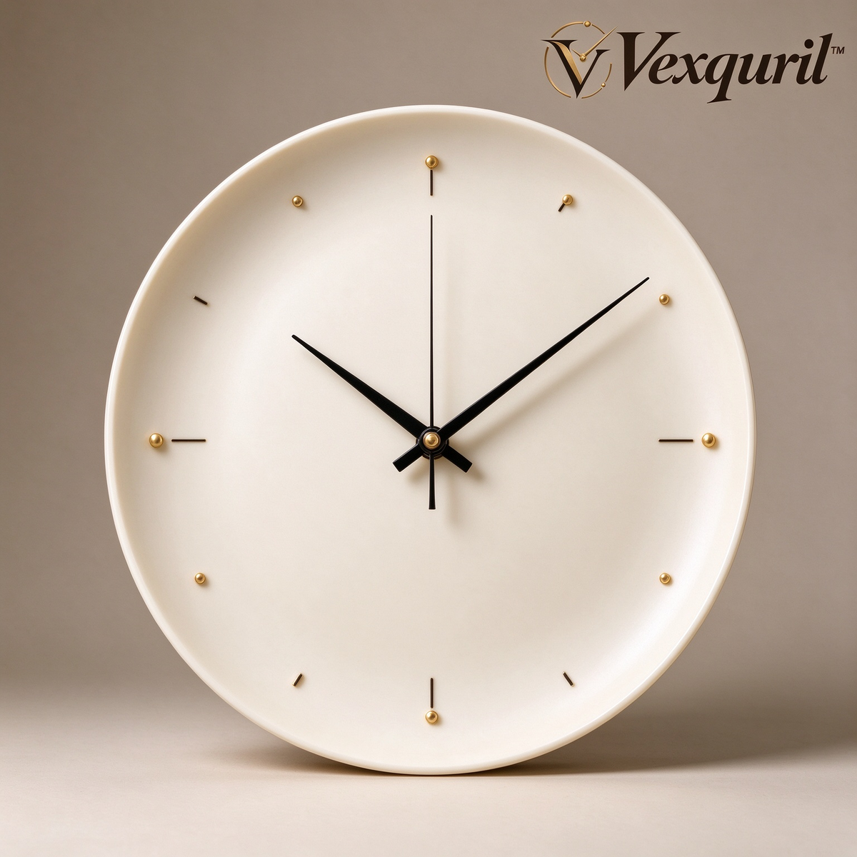 𝑽𝒆𝒙𝒒𝒖𝒓𝒊𝒍™ Ivory Minimalist Wall Clock