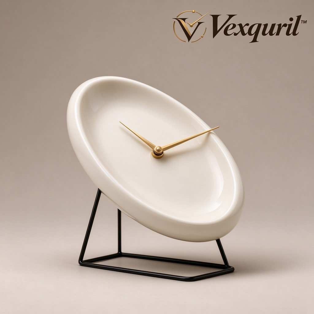 𝑽𝒆𝒙𝒒𝒖𝒓𝒊𝒍™ Organic Oval Ceramic Table Clock