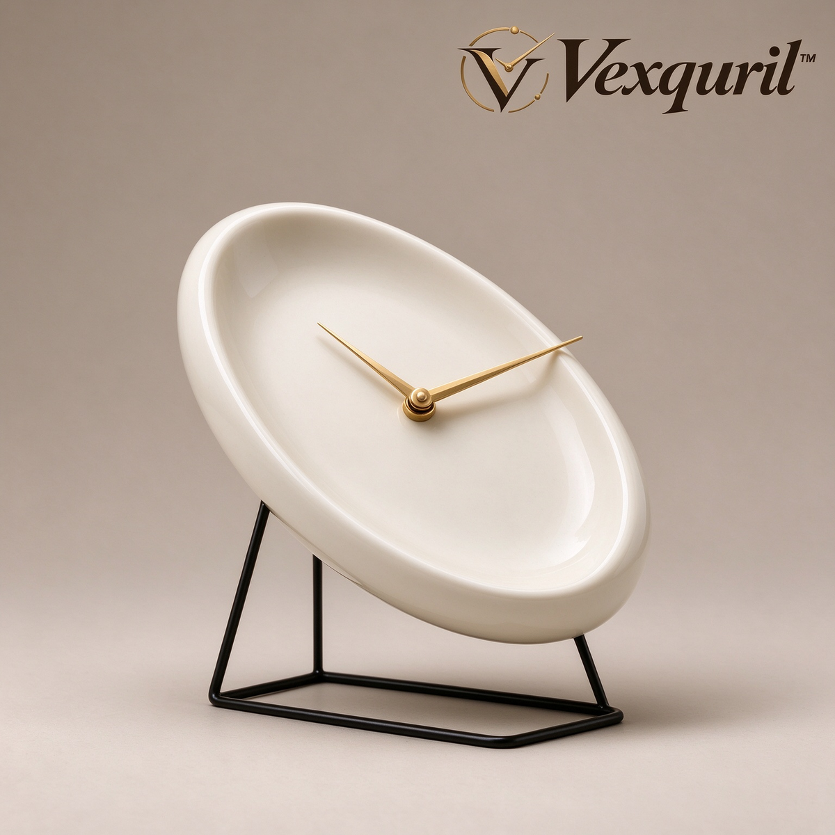 𝑽𝒆𝒙𝒒𝒖𝒓𝒊𝒍™ Organic Oval Ceramic Table Clock