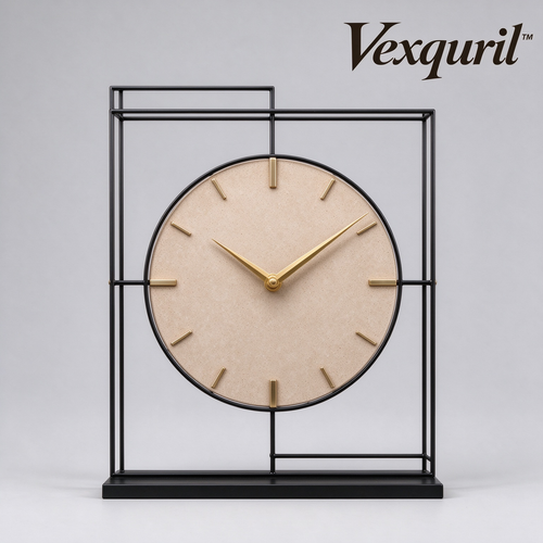 𝑽𝒆𝒙𝒒𝒖𝒓𝒊𝒍™ Black Frame Table Clock with Sand Dial