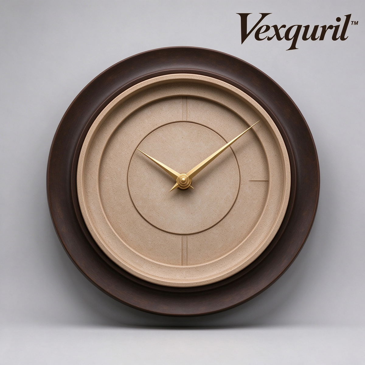𝑽𝒆𝒙𝒒𝒖𝒓𝒊𝒍™ Walnut-Tone Concentric Wall Clock
