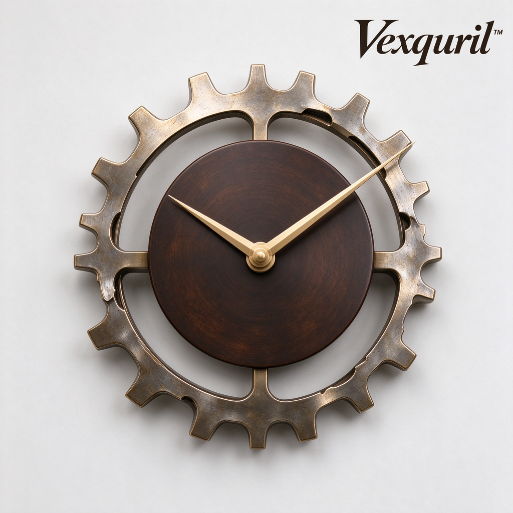 𝑽𝒆𝒙𝒒𝒖𝒓𝒊𝒍™ Industrial Gear Wall Clock with Wood Dial