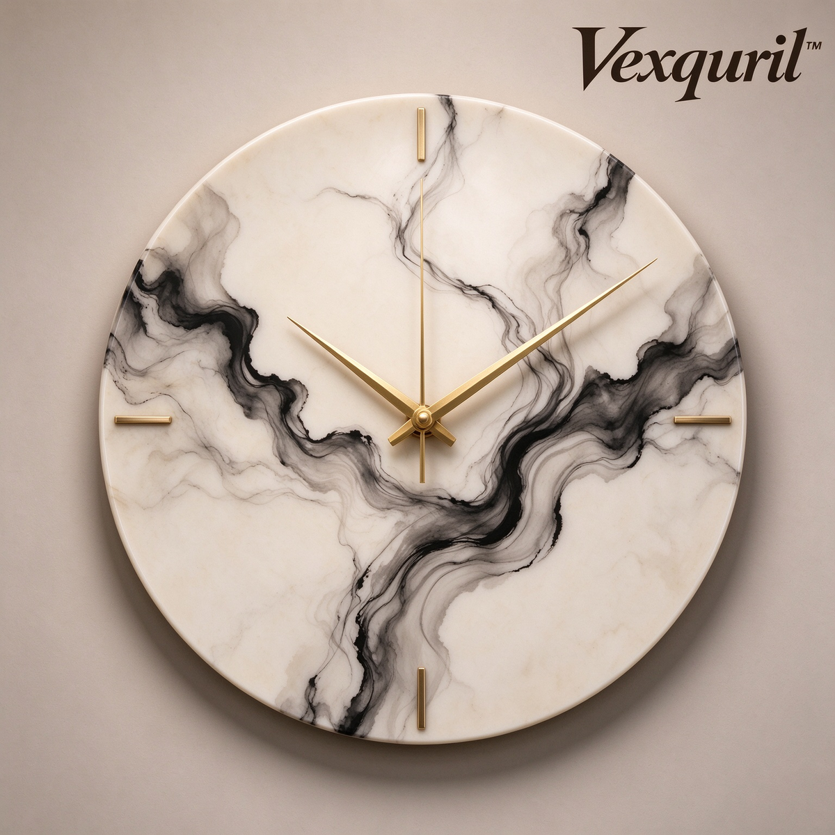 𝑽𝒆𝒙𝒒𝒖𝒓𝒊𝒍™ Black-Veined Marble Wall Clock