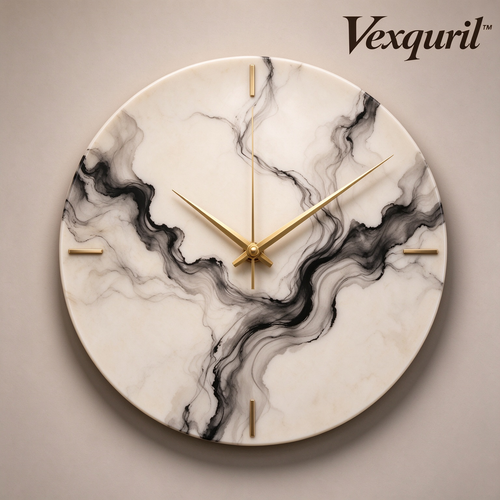 𝑽𝒆𝒙𝒒𝒖𝒓𝒊𝒍™ Black-Veined Marble Wall Clock