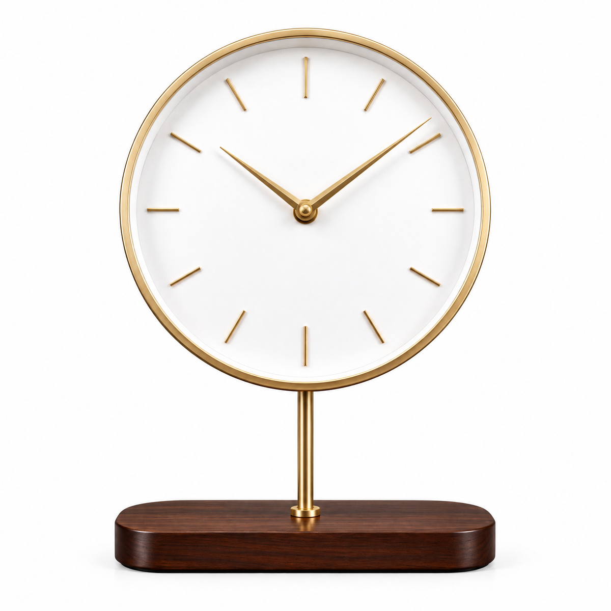 𝑽𝒆𝒙𝒒𝒖𝒓𝒊𝒍™ Gold Pedestal Table Clock with Wood Base