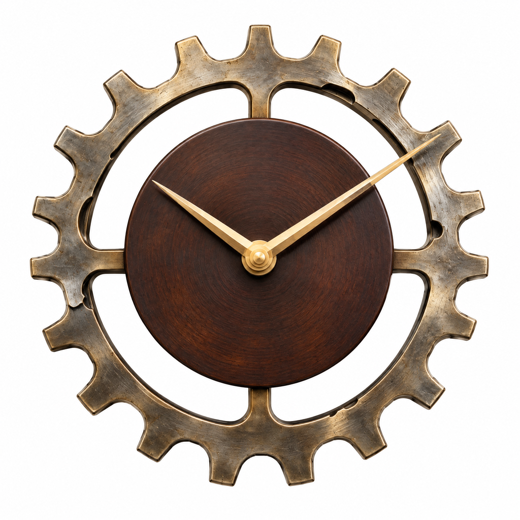 𝑽𝒆𝒙𝒒𝒖𝒓𝒊𝒍™ Industrial Gear Wall Clock with Wood Dial