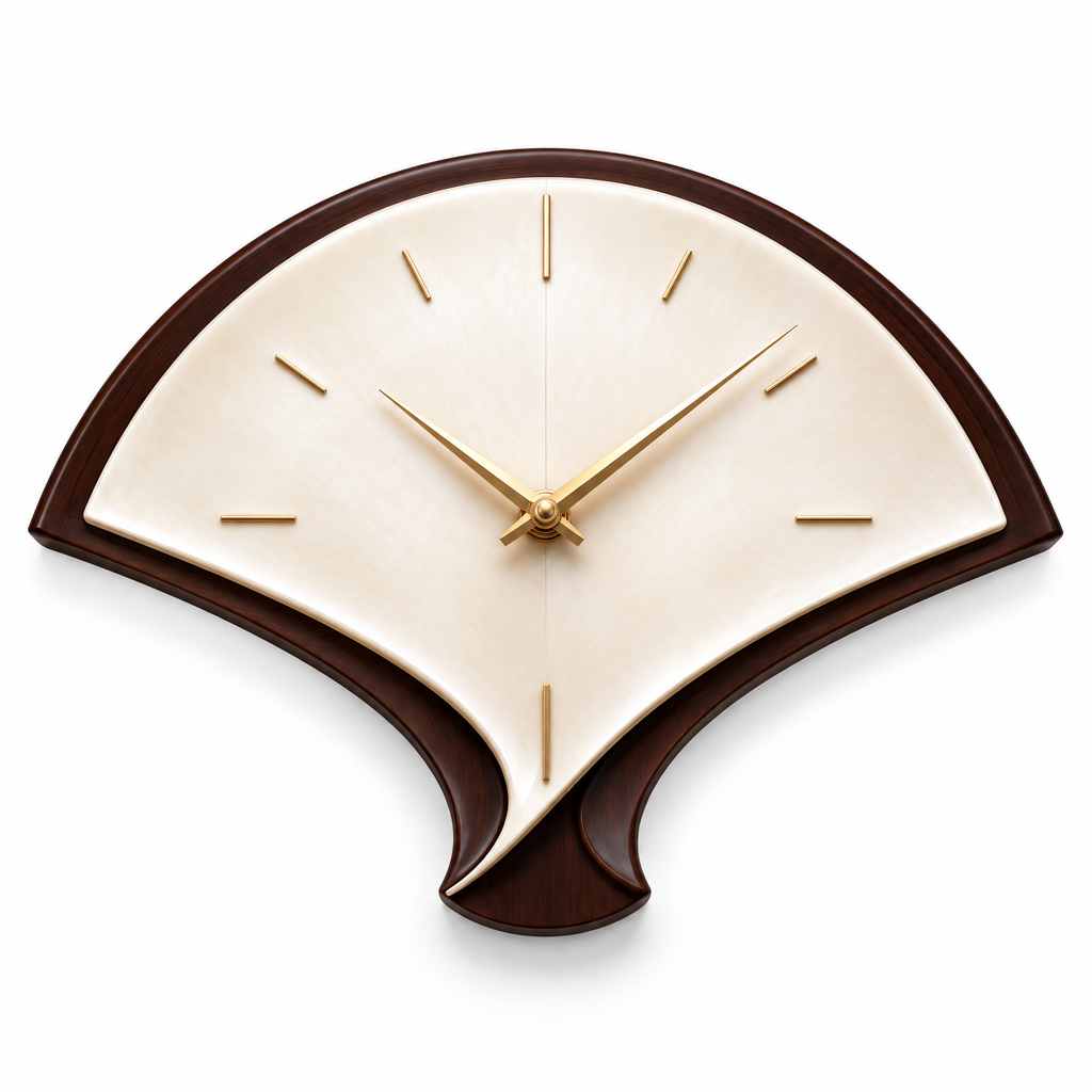 𝑽𝒆𝒙𝒒𝒖𝒓𝒊𝒍™ Fan-Shaped Wall Clock with Dark Wood Frame