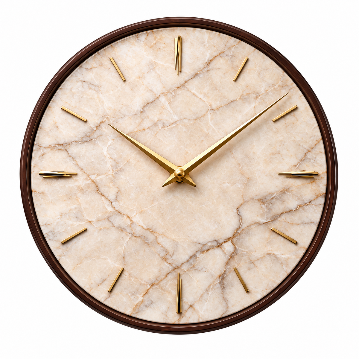 𝑽𝒆𝒙𝒒𝒖𝒓𝒊𝒍™ Cream Marble Wall Clock with Walnut-Tone Rim