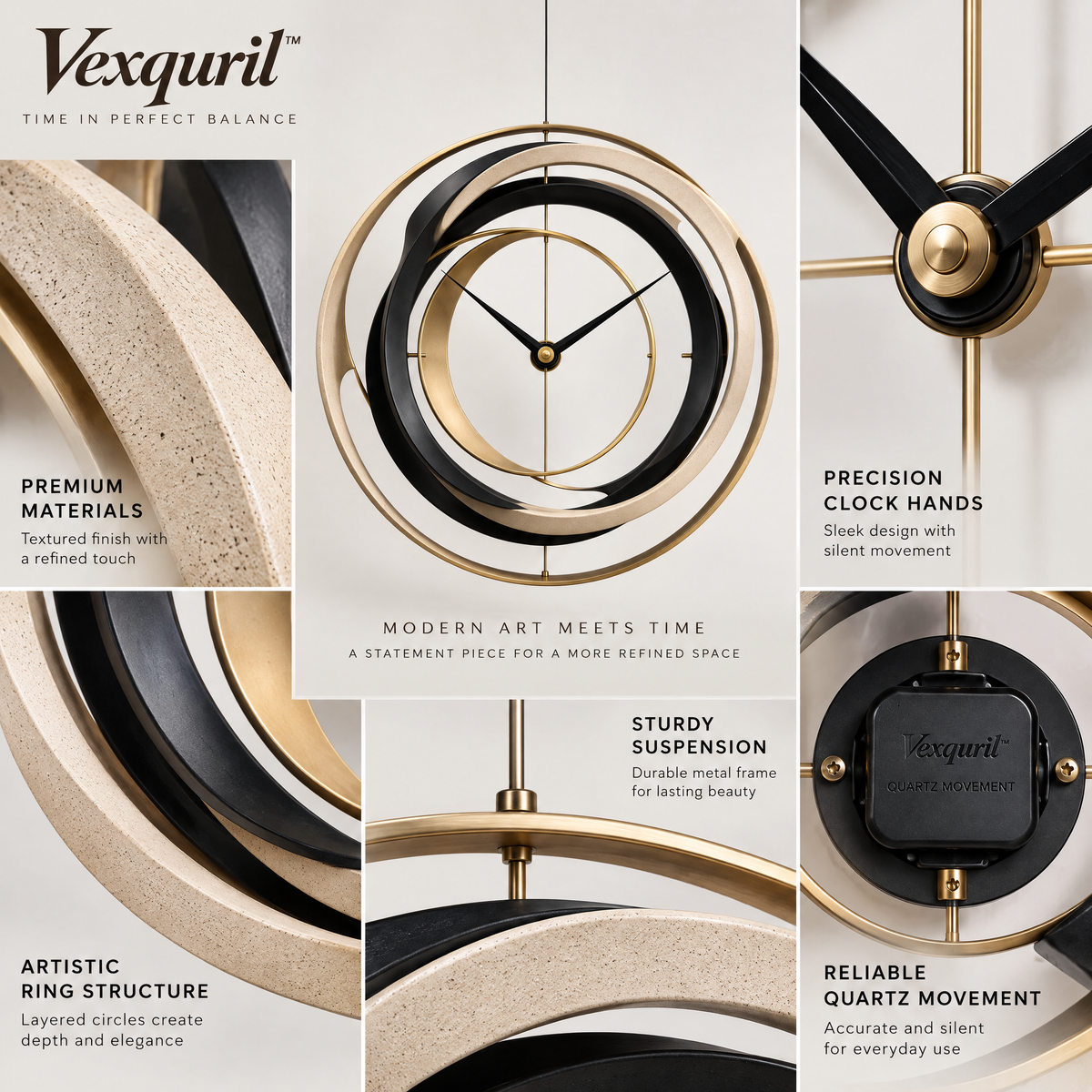 𝑽𝒆𝒙𝒒𝒖𝒓𝒊𝒍™ Suspended Orbit Wall Clock