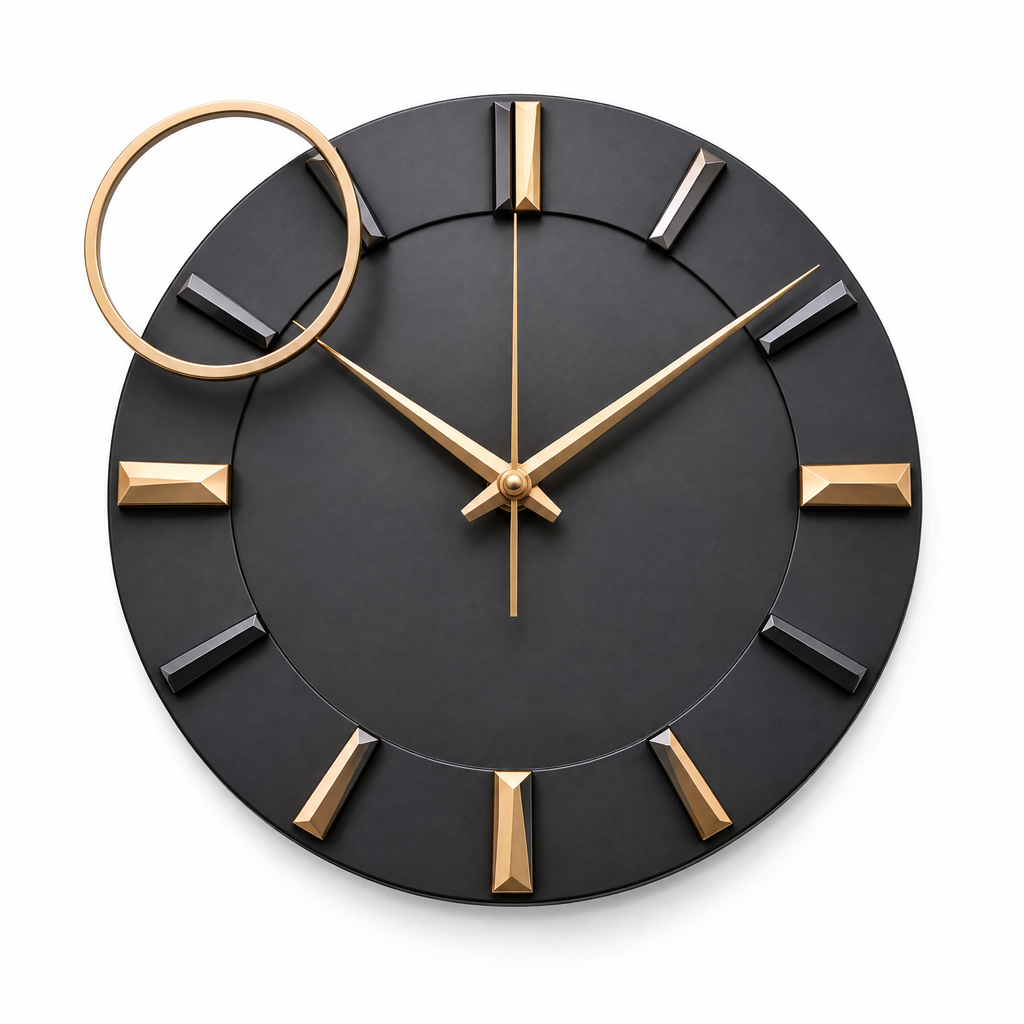 𝑽𝒆𝒙𝒒𝒖𝒓𝒊𝒍™ Charcoal Wall Clock with Gold Ring Accent