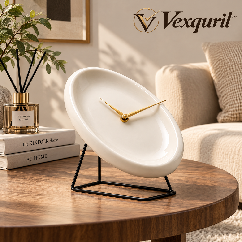 𝑽𝒆𝒙𝒒𝒖𝒓𝒊𝒍™ Organic Oval Ceramic Table Clock