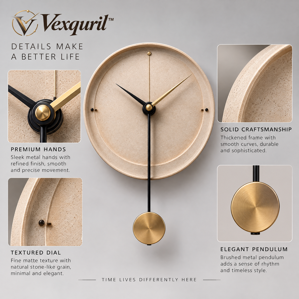 𝑽𝒆𝒙𝒒𝒖𝒓𝒊𝒍™ Sand-Tone Pendulum Wall Clock
