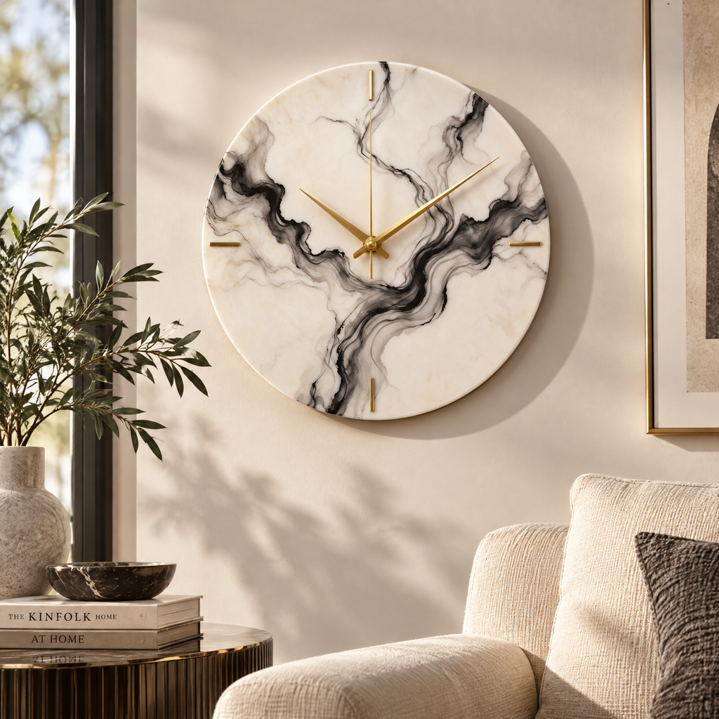 𝑽𝒆𝒙𝒒𝒖𝒓𝒊𝒍™ Black-Veined Marble Wall Clock